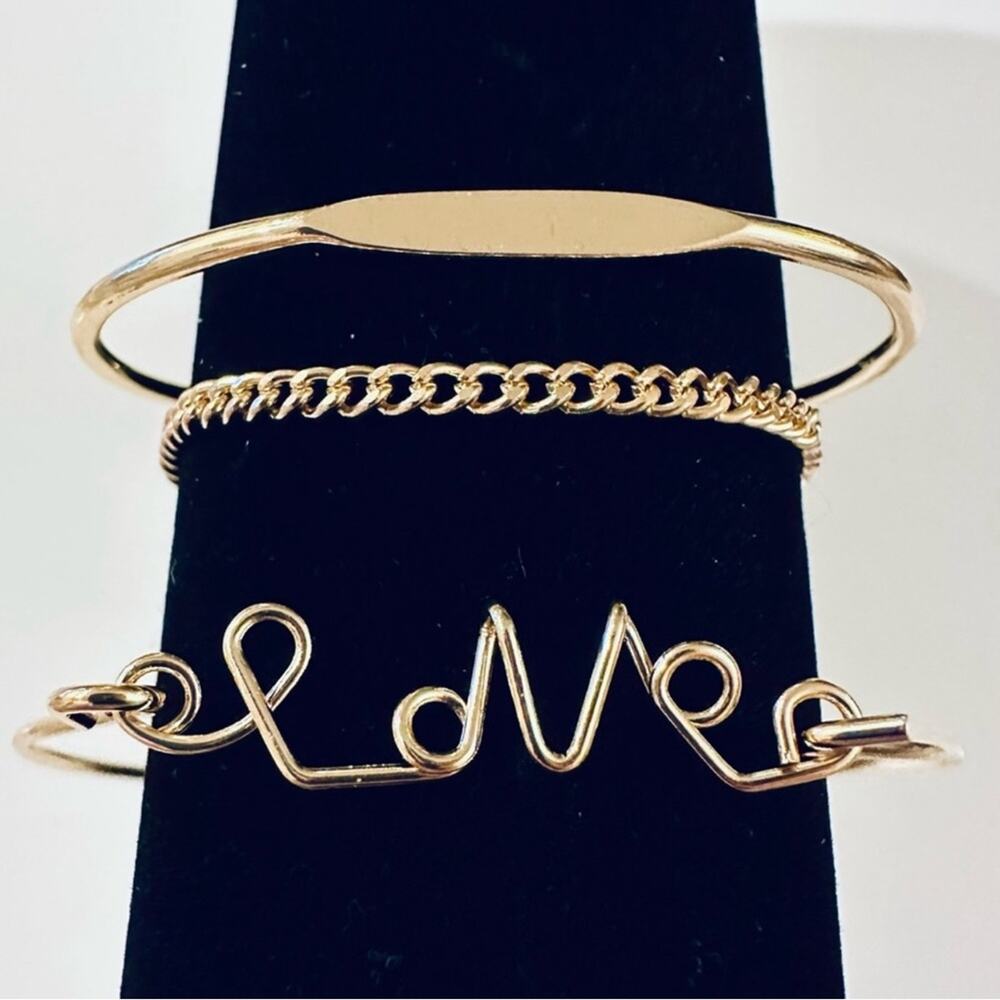 Gold Stack of 3 Bracelets